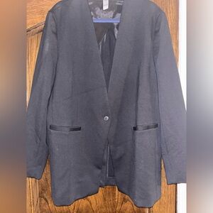 SPANX The Perfect Collarless Oversized Black Blazer Plus 1X Compression Comfort